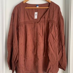 NWT Old Navy Burnt Orange Peasant Blouse
